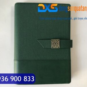 SDX 006 - Sổ Còng Bìa Da In Logo A5 Màu Xanh Lá Có Khóa Cài Nam Châm Gập 2