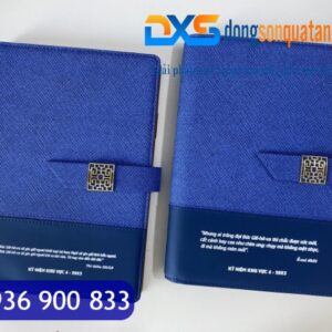 SDX 007 - Sổ Da Giám Đốc In Logo , Tên Màu Xanh Dương Khóa Cài Nam Châm Đẹp Gập 2