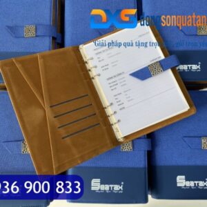 SDX 007 - Sổ Da Giám Đốc In Logo , Tên Màu Xanh Dương Khóa Cài Nam Châm Đẹp Gập 2