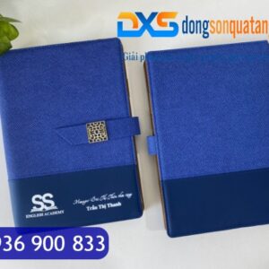SDX 007 - Sổ Da Giám Đốc In Logo , Tên Màu Xanh Dương Khóa Cài Nam Châm Đẹp Gập 2