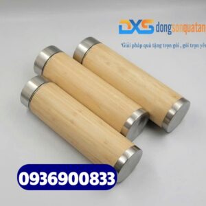Bình giữ nhiệt vỏ tre 500ml khắc logo theo yêu cầu - Dongsonquatang