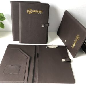 Bìa trình ký da đơn gập 2 khổ A4 - In dập logo theo quy cách giá xưởng HCM