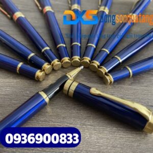 Bút ký cao cấp – BKX 019 – Màu xanh dương - Nắp đẩy- Khoen vàng – Khắc logo theo yêu cầu làm quà tặng Khách hàng