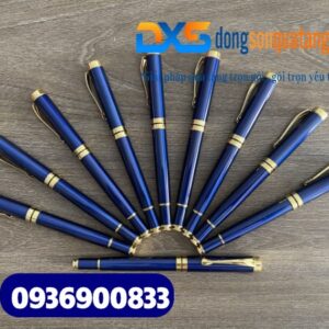 Bút ký cao cấp – BKX 019 – Màu xanh dương - Nắp đẩy- Khoen vàng – Khắc logo theo yêu cầu làm quà tặng Khách hàng