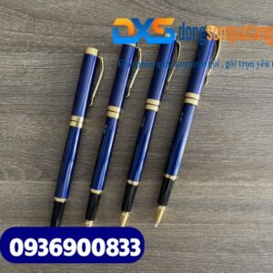Bút ký cao cấp – BKX 019 – Màu xanh dương - Nắp đẩy- Khoen vàng – Khắc logo theo yêu cầu làm quà tặng Khách hàng