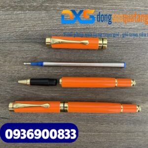 Bút ký cao cấp – BKX 017 – Màu cam- Khoen hình tổ ong – Khắc tên theo yêu cầu giá sỉ HCM