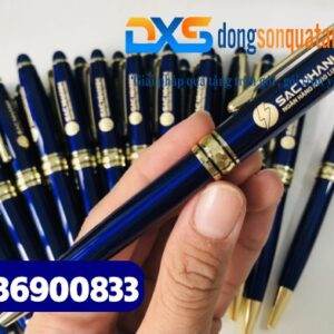 Bút ký cao cấp – BKX 029 – Màu xanh,dạng xoay khoen vàng –in khắc logo Công Ty-Doanh Nghiệp làm quà tặng khách hàng