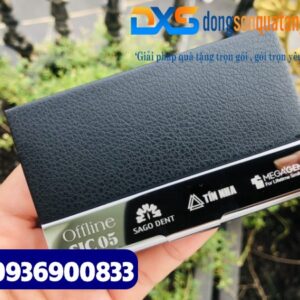 Hộp đựng danh thiếp inox phối da màu đen cao cấp