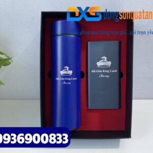 Set quà tặng Công Nghệ 2 sản phẩm ( Pin sạc dự phòng + Bình giữ nhiệt inox304 ) In khắc logo