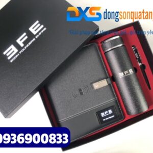 Set quà tặng Công Nghệ ( Sổ sạc đa năng + Bình giữ nhiệt cao cấp + Bút ký kim loại )