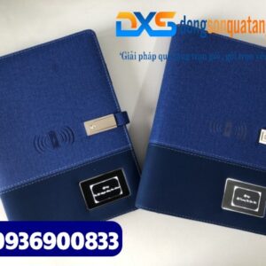 Sổ tay đa năng 4 trong 1 led phát sáng - màu xanh- In khắc logo Công Ty làm quà tặng đối tác nước ngoài