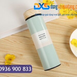 BGN 010 - Bình Giữ Nhiệt Quà Tặng Nắp Gỗ 500ml In Logo Giá Rẻ