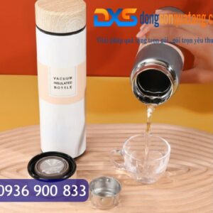 BGN 010 - Bình Giữ Nhiệt Quà Tặng Nắp Gỗ 500ml In Logo Giá Rẻ