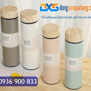 BGN 010 - Bình Giữ Nhiệt Quà Tặng Nắp Gỗ 500ml In Logo Giá Rẻ