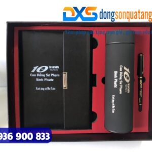 GTX 001 - Gift Set Sổ Tay , Bình Giữ Nhiệt , Bút Kim Loại Màu Đen In Khắc Làm Quà Tặng Tri Ân