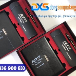 GTX 001 - Gift Set Sổ Tay , Bình Giữ Nhiệt , Bút Kim Loại Màu Đen In Khắc Làm Quà Tặng Tri Ân