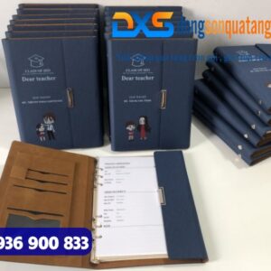 GTX 003 - Bộ Quà Tặng Sổ Da , Bút Bi Kim Màu Xanh Loại In Khắc Giá Xưởng