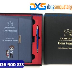 GTX 003 - Bộ Quà Tặng Sổ Da , Bút Bi Kim Màu Xanh Loại In Khắc Giá Xưởng