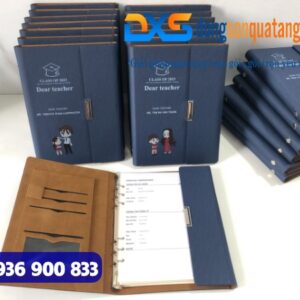 GTX 003 - Bộ Quà Tặng Sổ Da , Bút Bi Kim Màu Xanh Loại In Khắc Giá Xưởng