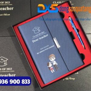 GTX 003 - Bộ Quà Tặng Sổ Da , Bút Bi Kim Màu Xanh Loại In Khắc Giá Xưởng