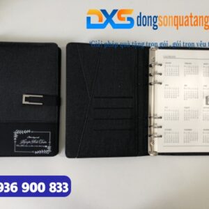 GTX 003 - Set Quà Tặng Sổ Da Gập 2 Khóa Cài Nam Châm , Bút Kim Loại Tổ Ong Màu Đen