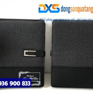 GTX 003 - Set Quà Tặng Sổ Da Gập 2 Khóa Cài Nam Châm , Bút Kim Loại Tổ Ong Màu Đen