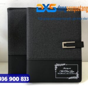 GTX 003 - Set Quà Tặng Sổ Da Gập 2 Khóa Cài Nam Châm , Bút Kim Loại Tổ Ong Màu Đen