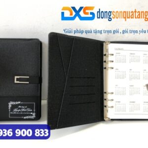 GTX 003 - Set Quà Tặng Sổ Da Gập 2 Khóa Cài Nam Châm , Bút Kim Loại Tổ Ong Màu Đen