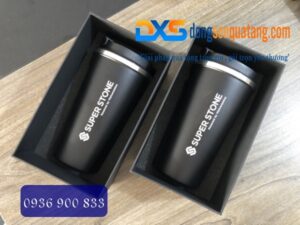 Ly Giữ Nhiệt Quà Tặng Màu Đen In Khắc Logo Công Ty SUPER STONE