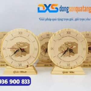 QTG 001 - Xưởng Sản Xuất Đồng Hồ Gỗ Để Bàn In Khắc Logo Số Lượng Lớn HCM