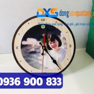 QTG 002 - Đồng Hồ Gỗ Để Bàn In Khắc Logo Làm Quà Tặng Khách Hàng