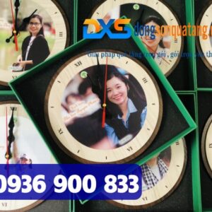 QTG 002 - Đồng Hồ Gỗ Để Bàn In Khắc Logo Làm Quà Tặng Khách Hàng