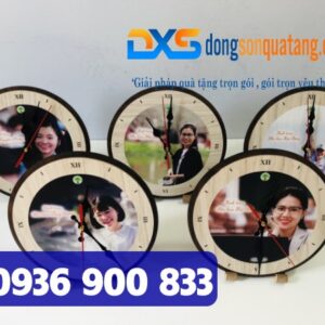 QTG 002 - Đồng Hồ Gỗ Để Bàn In Khắc Logo Làm Quà Tặng Khách Hàng