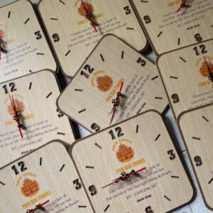 QTG 003 - Đồng Hồ Gỗ Treo Tường In Khắc Logo Làm Quà Tặng Nhân Viên