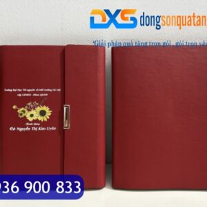 SDX 002 - Sổ Da Văn Phòng In Logo A5 Màu Đỏ Tươi Khóa Cài Nam Châm Gập 3