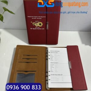 SDX 002 - Sổ Da Văn Phòng In Logo A5 Màu Đỏ Tươi Khóa Cài Nam Châm Gập 3