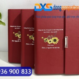 SDX 002 - Sổ Da Văn Phòng In Logo A5 Màu Đỏ Tươi Khóa Cài Nam Châm Gập 3
