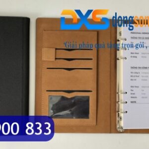 SDX 003 - Sổ Da In Logo UTH A5 Màu Xám Khóa Cài Inox Nam Châm Gập 3