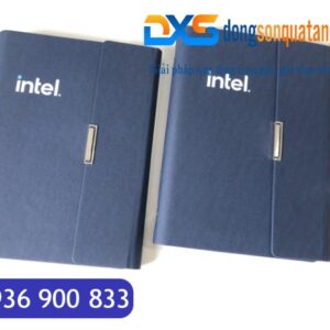 SDX 004 - Sổ Bìa Da In Logo Công Ty A5 Màu Xanh Kèm Khóa Cài Nam Châm Gập 3