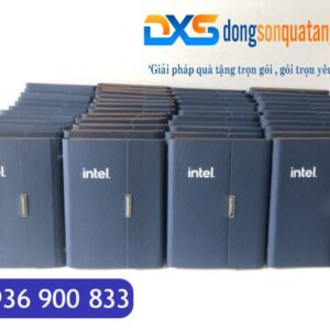SDX 004 - Sổ Bìa Da In Logo Công Ty A5 Màu Xanh Kèm Khóa Cài Nam Châm Gập 3