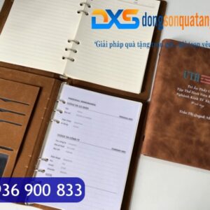 SDX 009 - Sổ Ghi Chép Văn Phòng Da Bò In Khắc Logo A5 Có Khe Đựng Thẻ Card