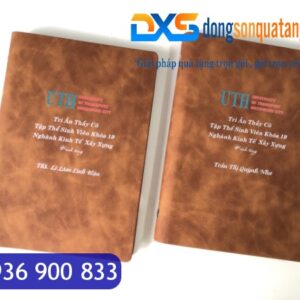 SDX 009 - Sổ Ghi Chép Văn Phòng Da Bò In Khắc Logo A5 Có Khe Đựng Thẻ Card
