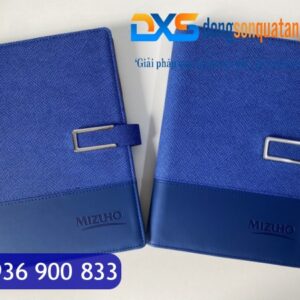 SDX 012 - Sổ Da Pu Bìa Còng Dập Chìm Logo Ngân Hàng MIZUHO Màu Xanh