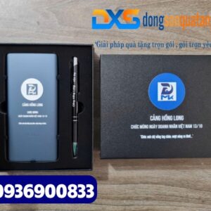 Set quà tặng Công Nghệ ( Pin sạc dự phòng Xiaomi + Bút bi kim loại ) In logo thương hiệu