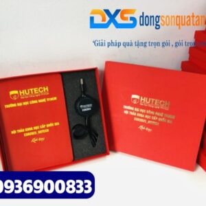 Set quà tặng Công Nghệ ( Dây sạc 3 đầu Hoco + Sổ tay dán gáy) In ấn logo làm quà tạng Hội Nghị