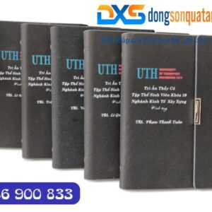 Quà Tặng In Khắc Logo Trường ĐH - Sổ Da Pu Gập 3 Màu Đen Khóa Cài Nam Châm