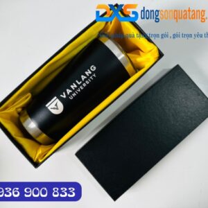 Quà Tặng In Logo Trường Đại Học - Ly Giữ Nhiệt Màu Đen Dung Tích 600ml
