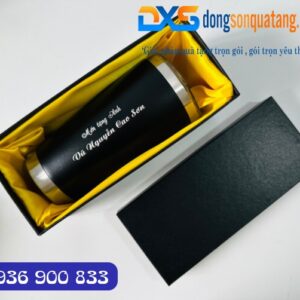 Quà Tặng In Logo Trường Đại Học - Ly Giữ Nhiệt Màu Đen Dung Tích 600ml