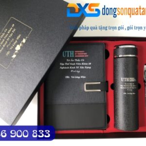 Bộ Quà Tặng Cao Cấp (Sổ Da + Bút + Bình) In Logo Quà Tặng Trường Học