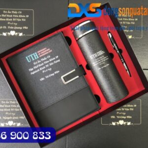 Bộ Quà Tặng Cao Cấp (Sổ Da + Bút + Bình) In Logo Quà Tặng Trường Học